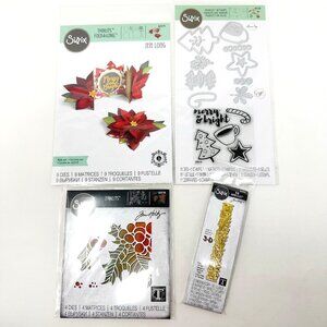Sizzix Christmas Bundle Thinlits Poinsettia Fold-A-Long Card Holiday Die Cuts